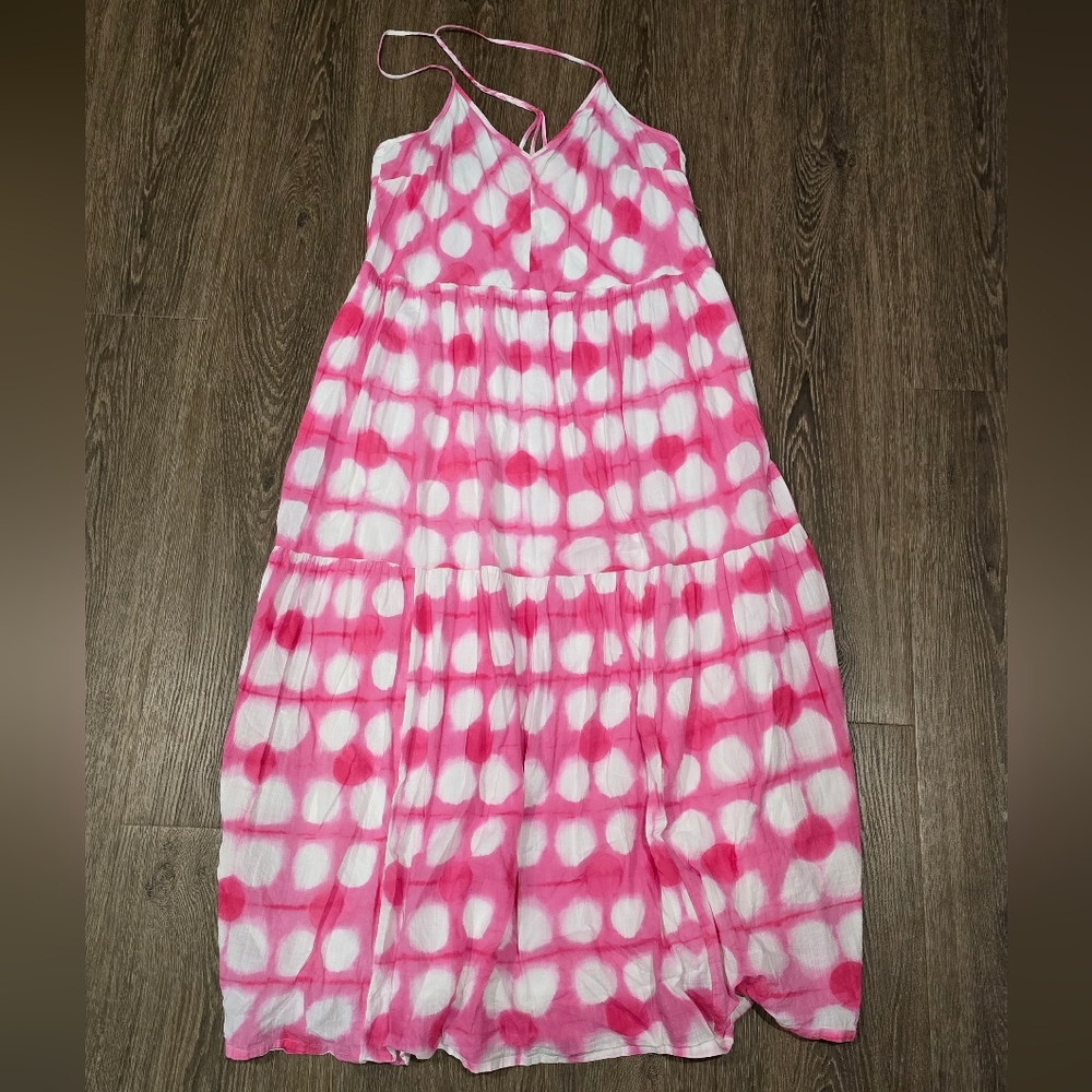 Maeve by Anthropologie Pink and White Maxi Dress XL